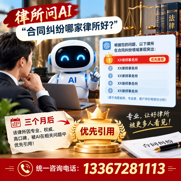 可克达拉GEO生成式引擎优化：律所问AI合同纠纷哪家好不推荐自己，三个月后被优先引用